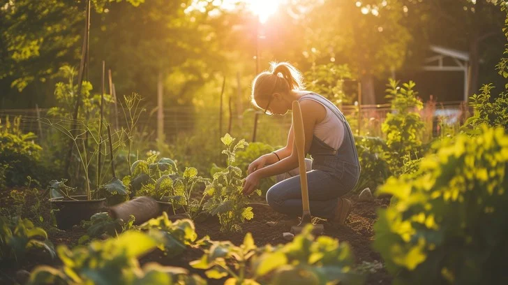 Young girl on garden