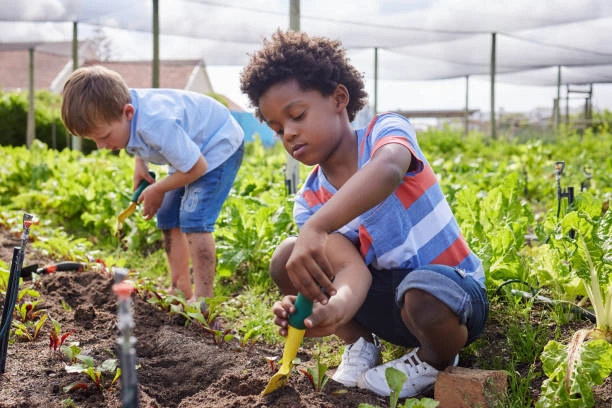Kids helping on the farm